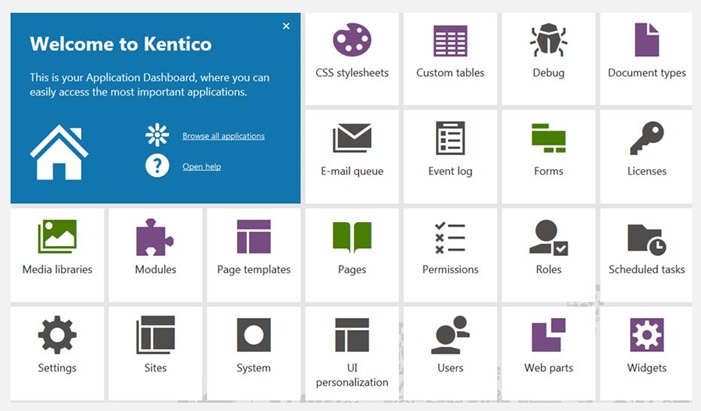 Kentico 8 Admin Dashboard