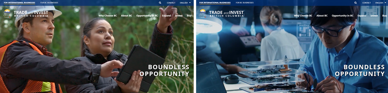 Trade and Invest BC new site screenshot